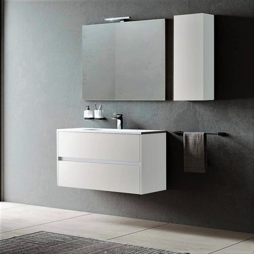 MEUBLE VILLAGE 100 - 2 TIROIRS BLANC MAT