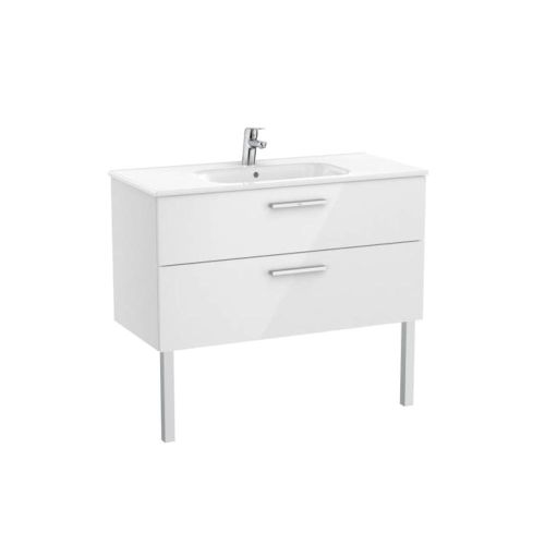 MEUBLE + PLAN NEW UNIK 100 2 TIROIRS BLANC