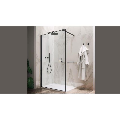 PAROI WALK-IN 140 CM VERRE 8MM + BRAS NOIR