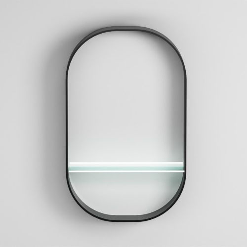 MIROIR AVEC ETAGERE EN VERRE ECLAIRAGE LED INTEGRE 67X12X107