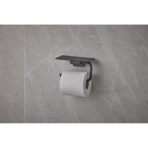 PORTE-PAPIER WC AVEC TABLETTE NOIR MAT