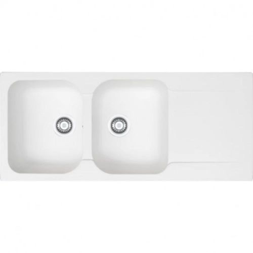 EVIER KITE A ENCASTRER 116X50 2C/1E BLANC