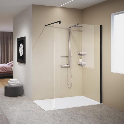 PAROI KUADRA-H 140 CM VERRE 8MM + BRAS NOIR