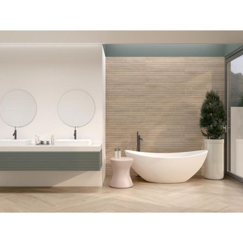 DECOR RELIEF BLANC MATE 25X70 NON RECTIFIÉ