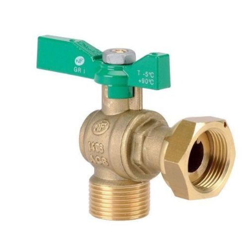 VANNE EQUERRE ECROU LIBRE 3/4 + EMBOUT 3/4 NF VERTE