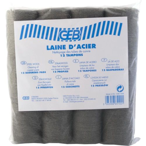 SACHET DE 12 TAMPONS LAINE ACIER